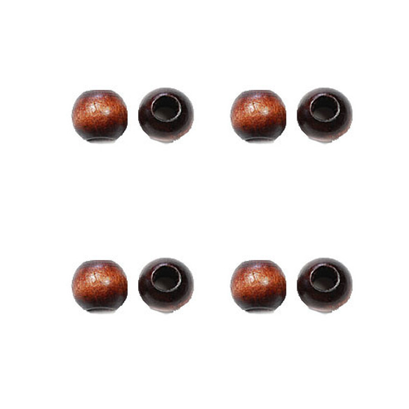 穴大 ウッドビーズ 丸型ラウンド ＮＯ１  9.5×8mm こげ茶色 １０コ入り こちらは穴が大きめです 1枚目の画像