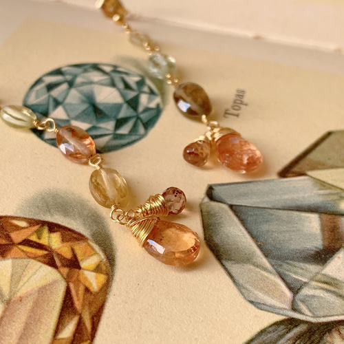 14kgf】天然石＊インペリアルトパーズとジルコンのピアス(イヤリング