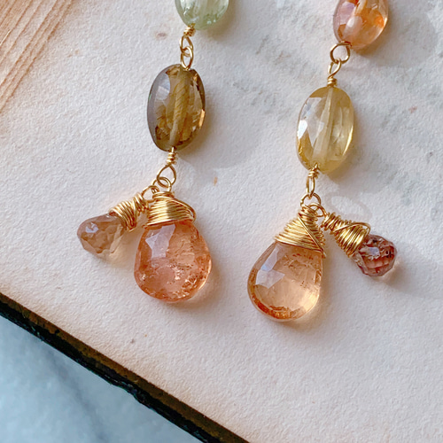 14kgf】天然石＊インペリアルトパーズとジルコンのピアス(イヤリング