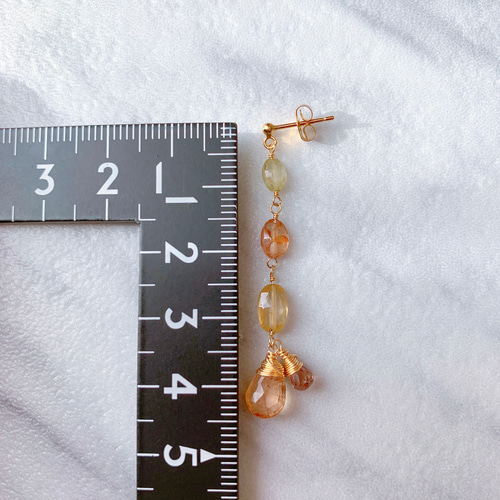 14kgf】天然石＊インペリアルトパーズとジルコンのピアス(イヤリング