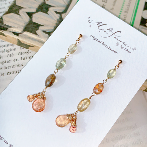 14kgf】天然石＊インペリアルトパーズとジルコンのピアス(イヤリング