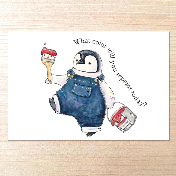 選べるポストカードセット（57.赤色ペンキとペンギン） ポストカード