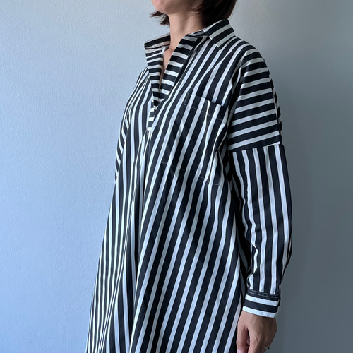 シャツワンピース 長袖 黒と青のストライプ 楽天市場】シャツワンピース ストライプ ワンピ レディース ミモレ丈
