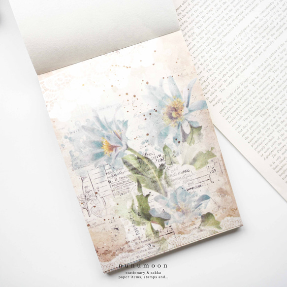 コラージュ素材　デザインペーパーブック　100枚　lace flower　[AS011] 5枚目の画像