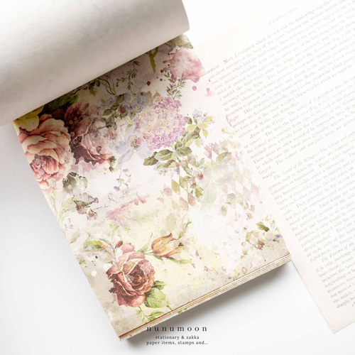 コラージュ素材 デザインペーパーブック 100枚 flower bloom [AS012