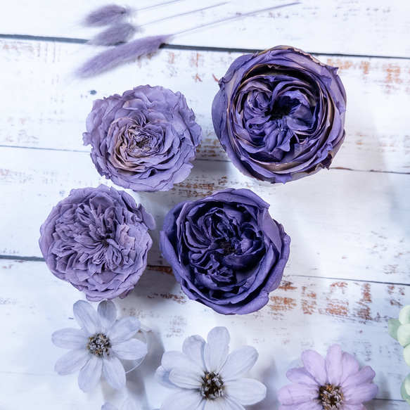 [送料無料]プリザの花箱✿Spring Purple 花材セット 詰め合わせ プリザーブドフラワー ドライフラワー 4枚目の画像