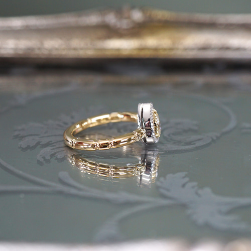 PT950×K18YGコンビ ペアシェイプダイヤモンドリング 指輪・リング  