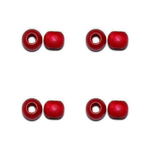 穴大 ウッドビーズ 丸型ラウンド ＮＯ１  9.5×8mm ダークレッド 渋めの赤 １０コ入り こちらは穴が大きめです 1枚目の画像