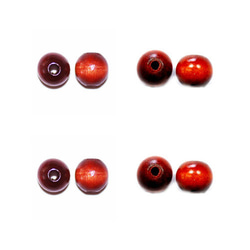 ウッドビーズ 丸型ラウンド ＮＯ２  9.5×8.5mm 茶色 ブラウン １０コ入り 1枚目の画像
