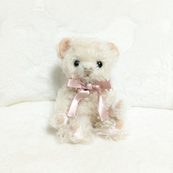 ベージュ色のくせ毛モヘアのテディベア ぬいぐるみ iro-hana 通販