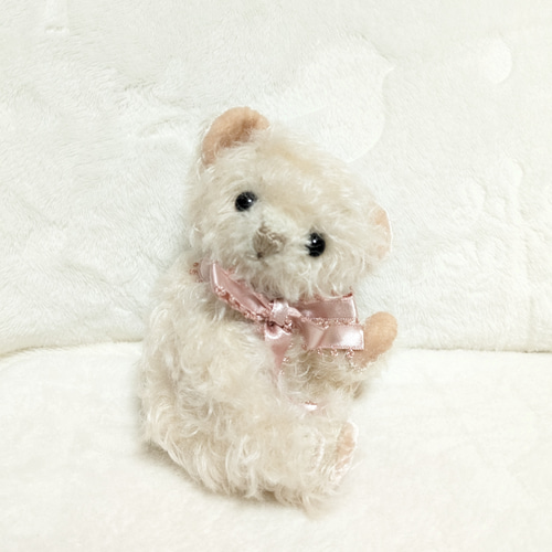 ベージュ色のくせ毛モヘアのテディベア ぬいぐるみ iro-hana 通販