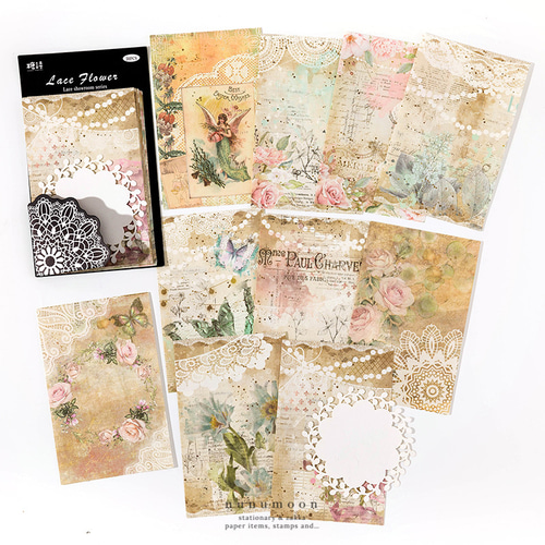 レース風 デザインペーパー 30枚 lace flower [AS022] その他雑貨
