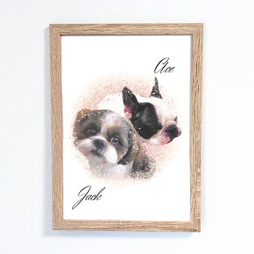 ペット似顔絵ポスター 水彩画風 【お急ぎ可】 イラスト ひろの 通販