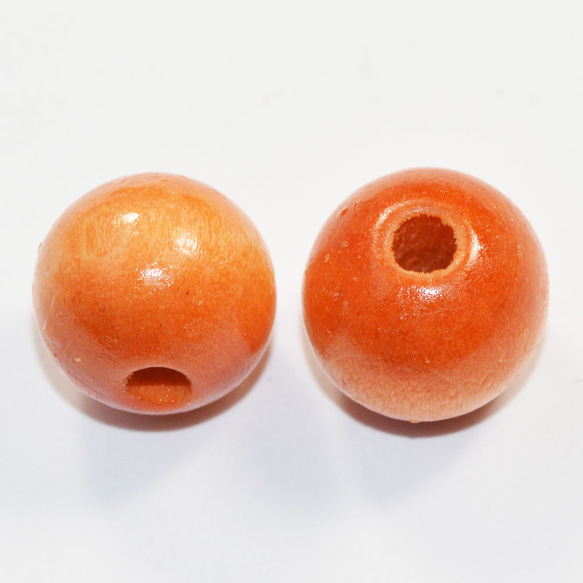 ウッドビーズ 丸型ラウンド ＮＯ２  9.5×8.5mm キャメルオレンジ １０コ入り 1枚目の画像