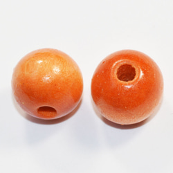 ウッドビーズ 丸型ラウンド ＮＯ２  9.5×8.5mm キャメルオレンジ １０コ入り 2枚目の画像