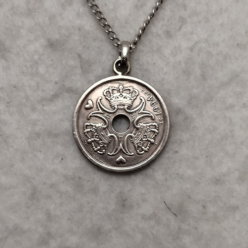 ハートと王冠 デンマークのコインネックレス 着けっ放しOK ネックレス