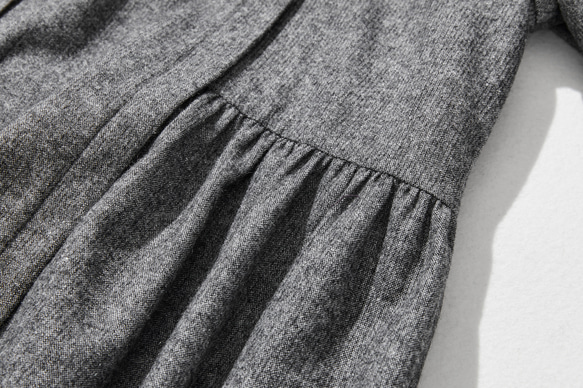 適合四季穿著的長袖連身裙，羊毛混紡，炭灰色 231222-3 第7張的照片