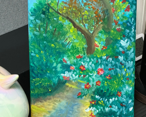 牡鹿」 手描き 油絵 風景画 原画 動物 不可分