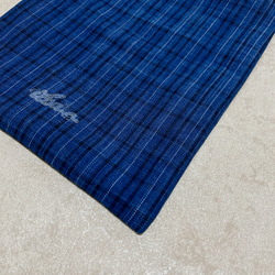みいと織（松阪もめん） 綿100% 天然藍染 ミニトートバッグ  color : ストライプ・チェック【サンプル価格】 5枚目の画像