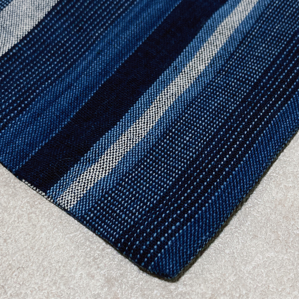 巾着ポーチ みいと織 [松阪もめん] 綿100% 天然藍染  color : ストライプ3種類【サンプル価格】 7枚目の画像