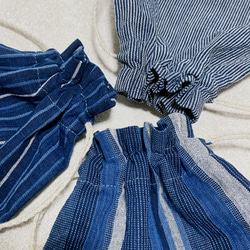 巾着ポーチ みいと織 [松阪もめん] 綿100% 天然藍染  color : ストライプ3種類【サンプル価格】 9枚目の画像