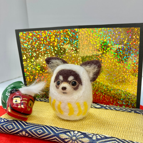 羊毛フェルトチワワ 羊毛フェルト犬 チワワダルマ 羊毛フェルト