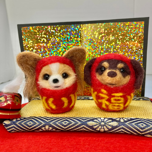 羊毛フェルト犬 羊毛フェルトダックス ダックスダルマ 羊毛