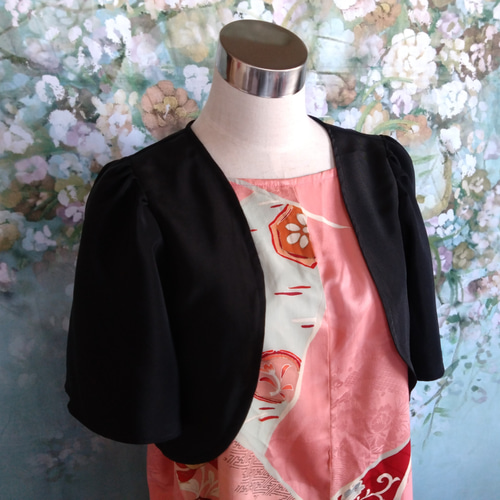 d32 ワケあり☆3L◇着物リメイク ワンピース ボレロ＆リボン付