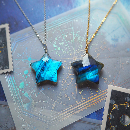 選べる金具】ラブラドライト 星 ペンダント（22mm） ネックレス