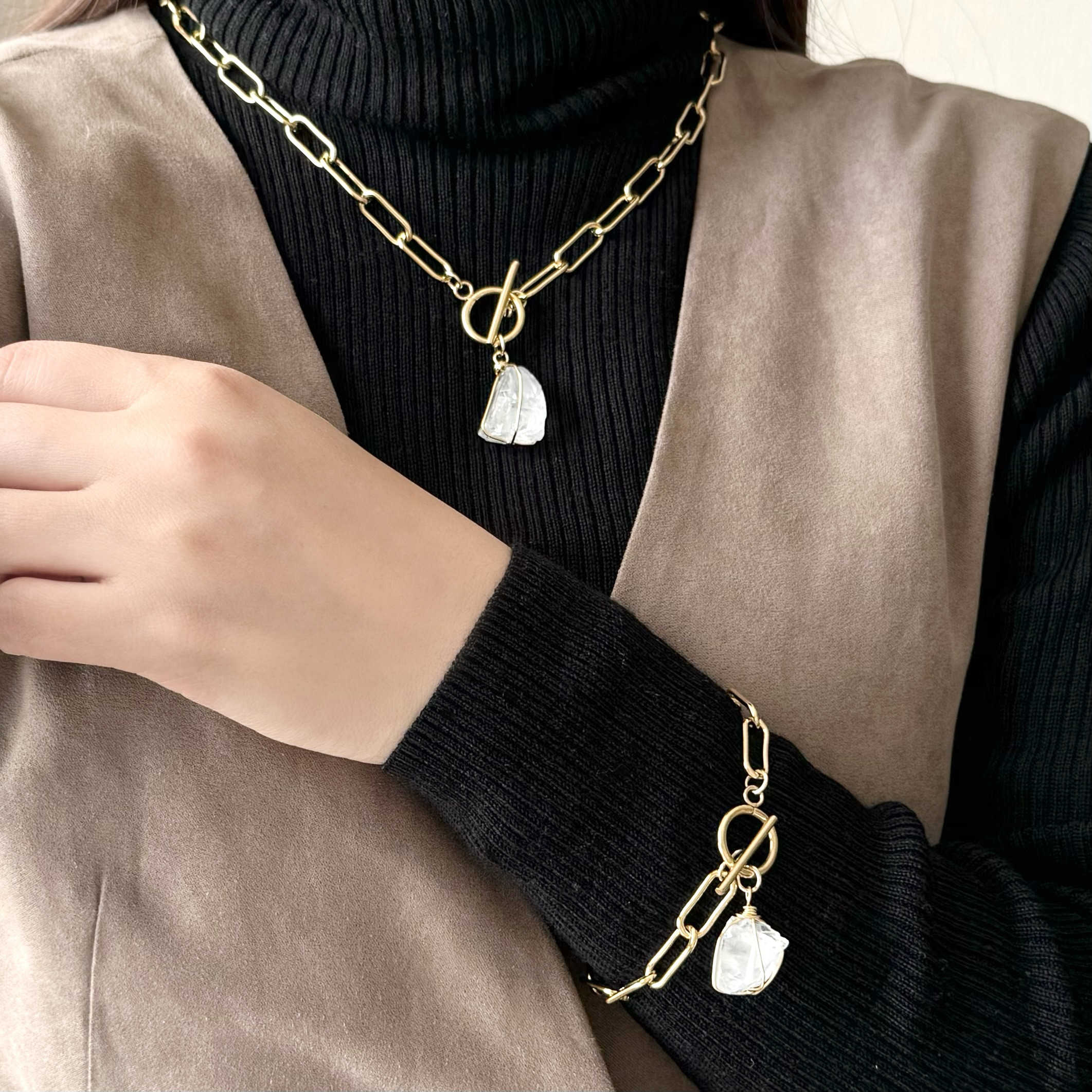 【２点セット】quartz ブレスレット&ネックレス