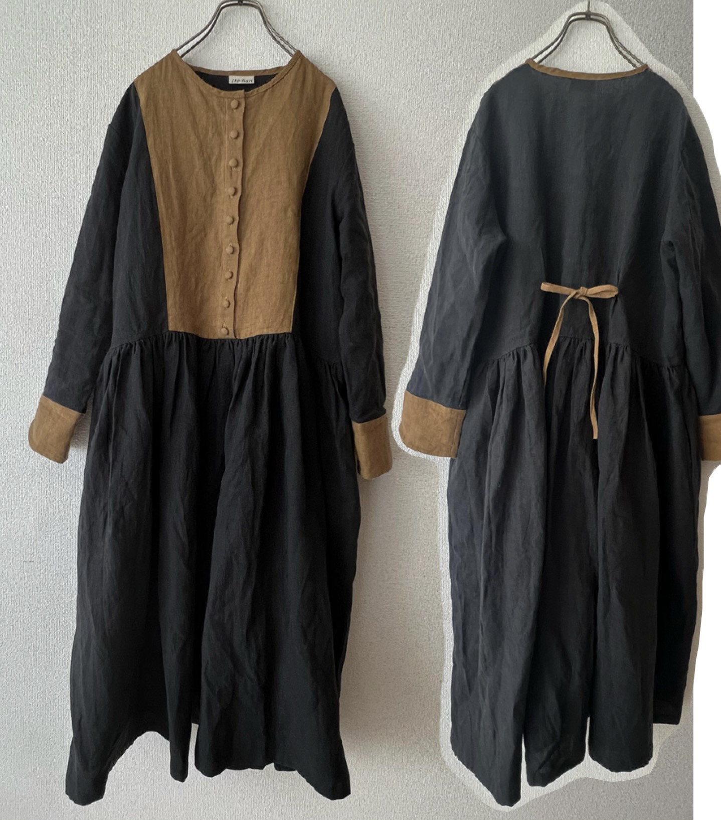配色リネンワンピース