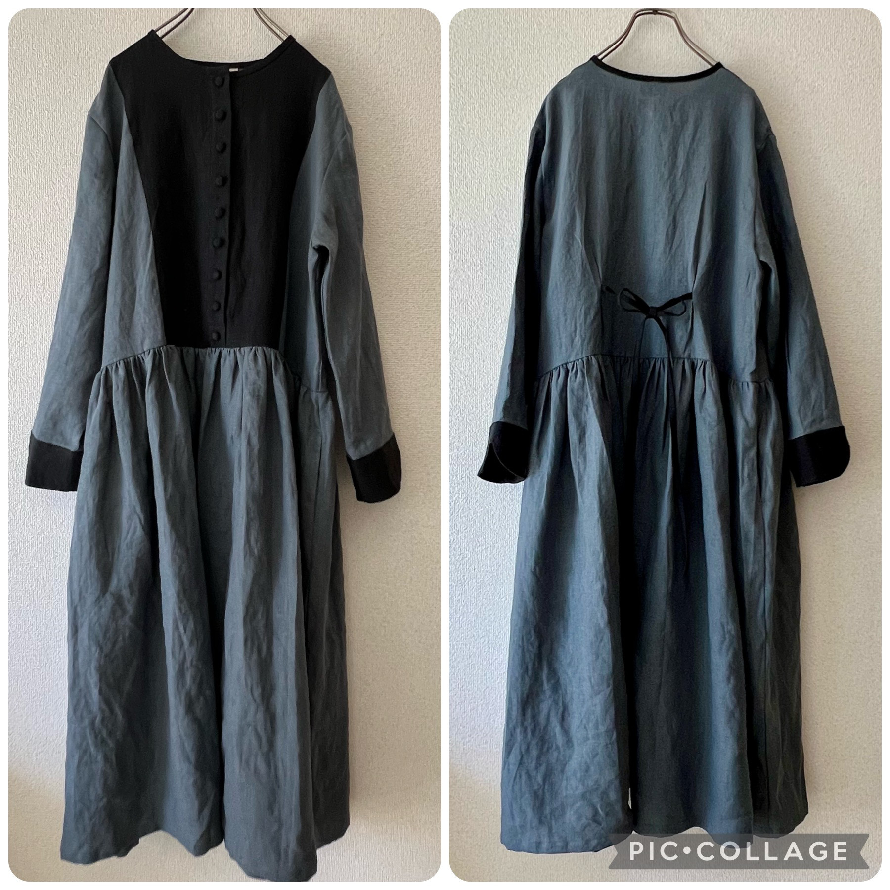 配色リネンワンピース