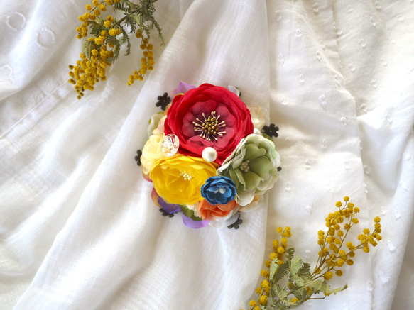 【SALE】自由な花束のコサージュ 1枚目の画像