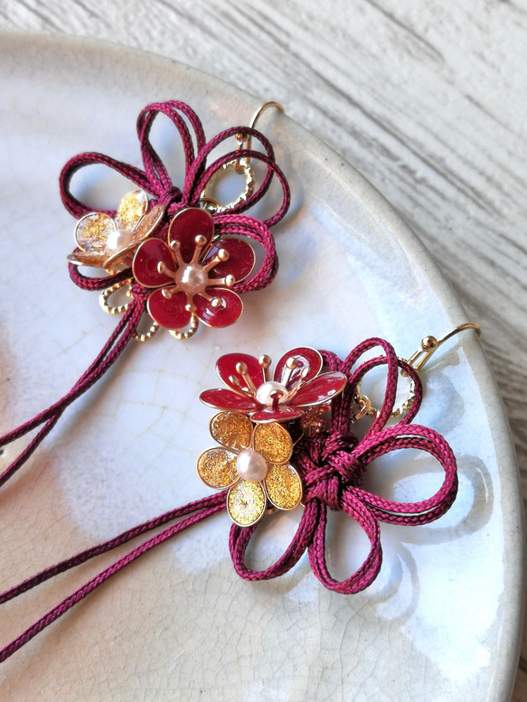 Plum blossom （梅華）pierced earring 第1張的照片