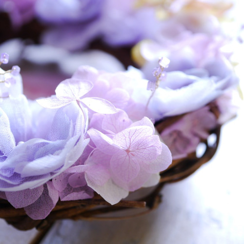 布花作品♡チャーミングな薔薇たち SALE】布花とプリザーブドフラワーのリース『光のかけら