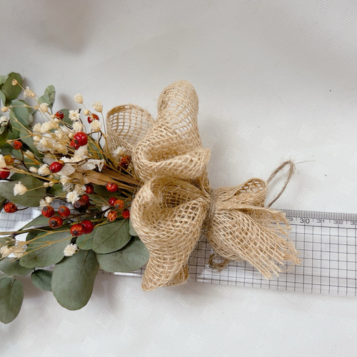 受注販売]ユーカリ バラの実 ナチュラルスワッグ ③ ドライフラワー