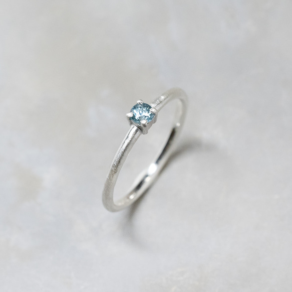 つや消し ブルージルコン ラウンド3mm シルバープレーンリング 1.5mm幅 マット｜SILVER RING｜1065 3枚目の画像