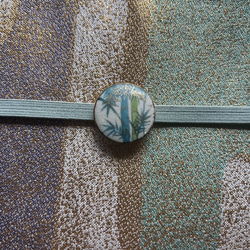 アンティーク薩摩ボタンの清々しい竹の帯留め「凛々と・・・」 7枚目の画像