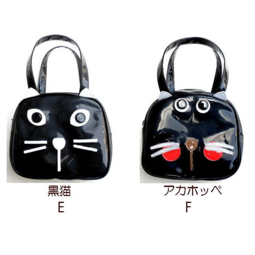 猫顔バッグ 手提げバッグ エナメル|ミニ ボストンバッグ 猫グッ