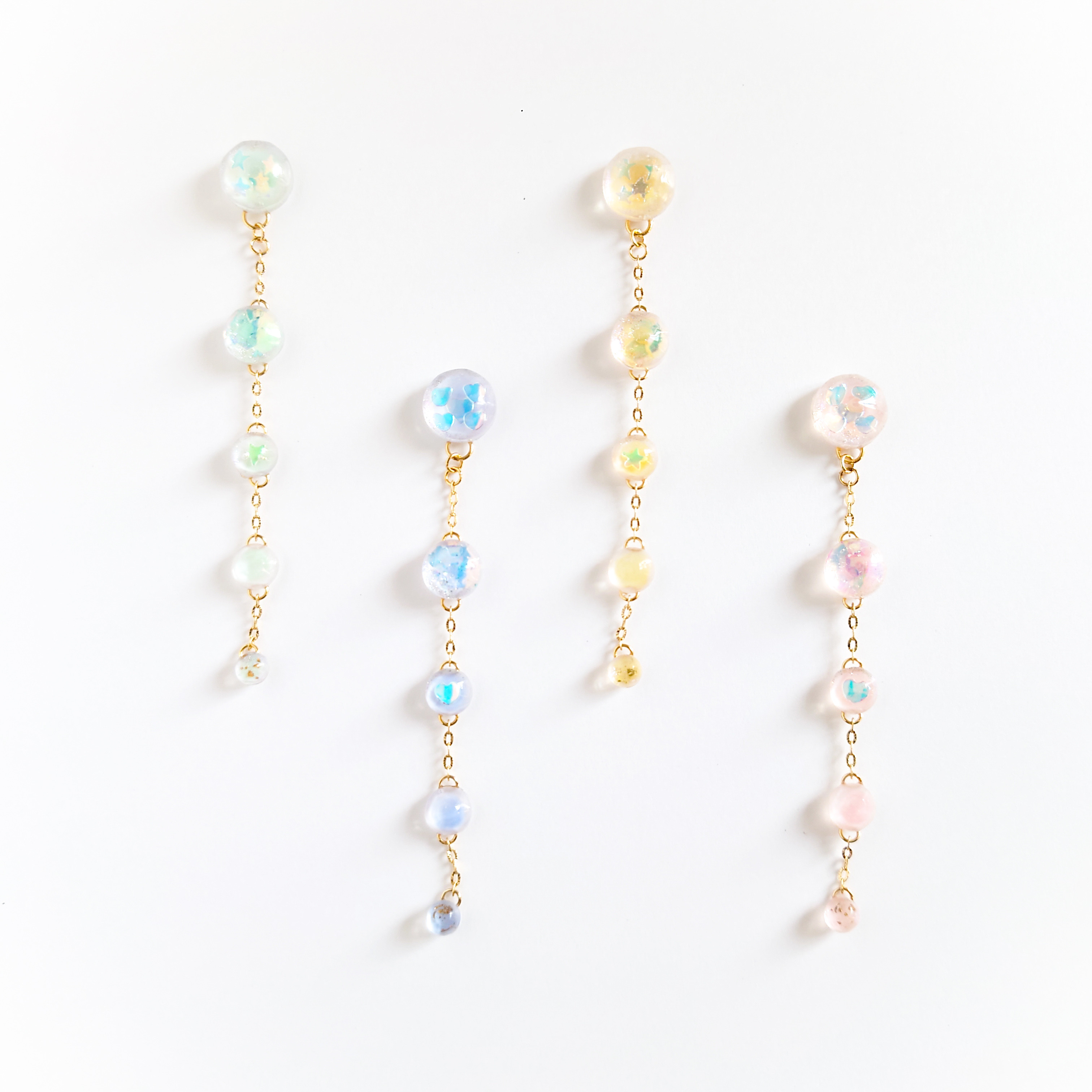 ふんわりチーク　ハートピンク　ロングピアス　ロング　ピアス