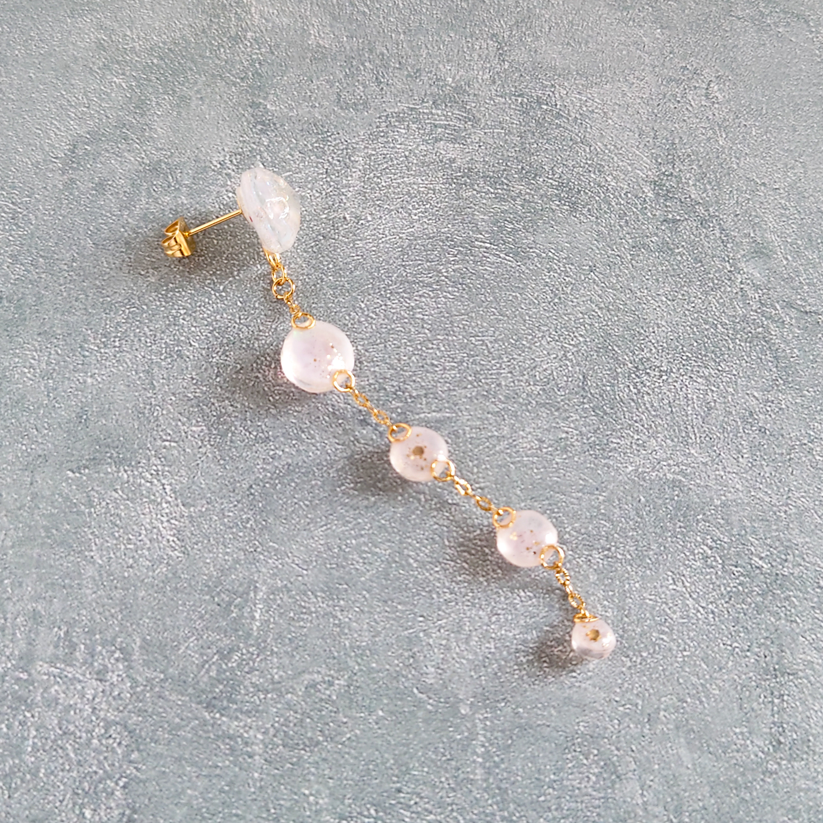 ふんわりチーク　ハートピンク　ロングピアス　ロング　ピアス