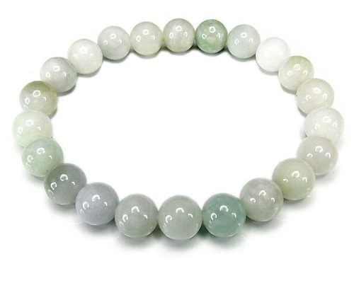 薄め本翡翠ひすいジェダイト8mm強天然石ブレスレット数珠魔法の石石街