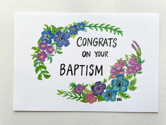 みことばポストカード、Congrats on your baptism、みことばアート、聖書、イエスキリスト、バプテスマ 1枚目の画像