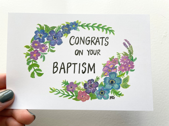 みことばポストカード、Congrats on your baptism、みことばアート、聖書、イエスキリスト、バプテスマ 2枚目の画像