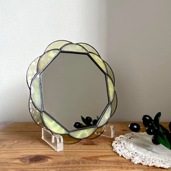 風水お花の八角鏡 Ⅱ (ｵｰﾀﾑｺﾞｰﾙﾄﾞ＆ﾗｲﾑｸﾞﾘｰﾝ) ステンドグラス　ol3 8枚目の画像