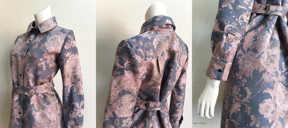【1点もの・デザイン画付き】イタリア製ゴブラン織りジャガード生地シャツ型ワンピース（KOJI TOYODA） 6枚目の画像