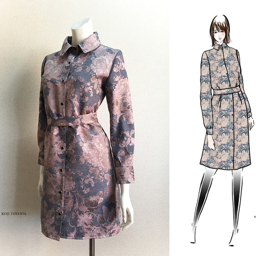 1点もの・デザイン画付き】イタリア製ゴブラン織りジャガード生地  