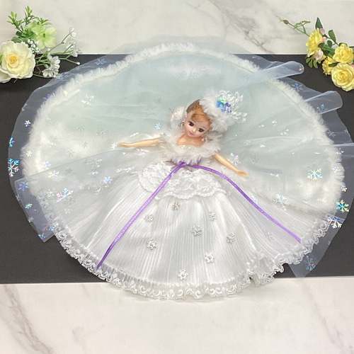 雪の結晶ドレス〜リカちゃん用2way着せ替えドレス つけ襟 パニエ付き  