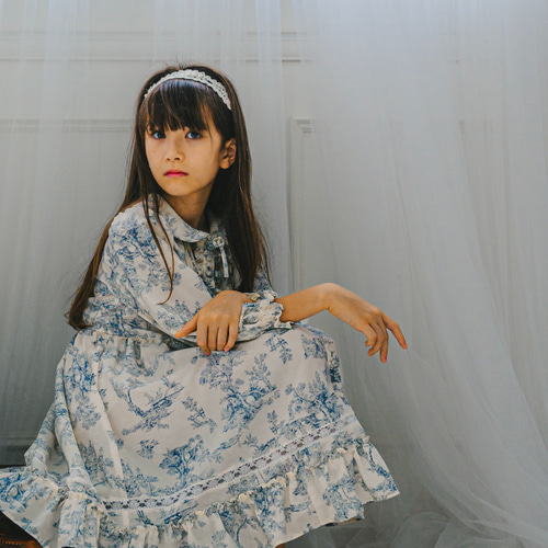 【訳あり】 90-140cm) ハンドメイド子供服 リバティ✳︎田園風フリル ワンピース