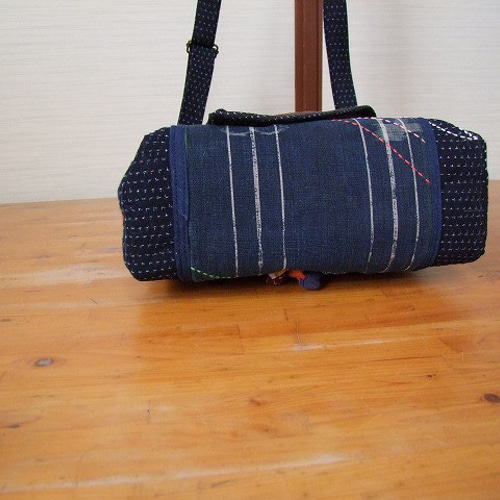 ハンドメイド・古布絣 リメイク ファスナーショルダーバック①